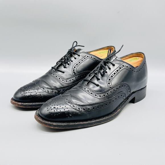 Johnston & Murphy Shoes Mens 8.5 Black Leather Wingtip Oxford USA Brogue main image 8